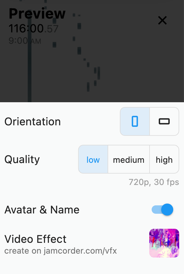 Jamcorder app loading a video effect